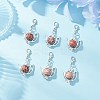 Teapot Alloy Wood Pendant Decorations HJEW-JM03394-1