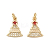 Christmas Brass Micro Pave Cubic Zirconia Enamel Charms KK-L255-19G-06-1