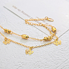 Vintage Beach Brass Bowknot Tassel Double Layer Chain Anklets for Women UO2435-3