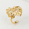 201 Stainless Steel Leaf Open Cuff Ring Women's Holiday Date Gift RU2411-1