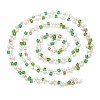 Faceted Cube Glass & ABS Plastic Imitation Pearl Beaded Chains CHS-G026-02KCG-01-1-3