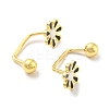 12 Pairs 6 Color 304 Stainless Steel Emanel Flower Curved Barbell Stud Earrings AJEW-C032-02G-3