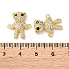 Rack Plating Brass Clear & Black Cubic Zirconia Bear Connector Charms KK-C084-15C-G-3