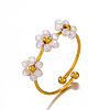 Flower 304 Stainless Steel with Cubic Zirconia Cuff Rings for Women FS-WG31CBD-01-2