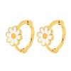 Daisy Brass Enamel Hoop Earrings for Women LS-EJEW-G434-02G-4