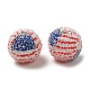 Spray Painted Wood European Beads with Rhinestone RESI-C038-03C-1