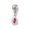 Rack Plating Brass Micro Pave Cerise Cubic Zirconia Pendants ZIRC-H125-15-2