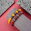 Natural Red Agate Round Beaded Stretch Bracelet BJEW-SW00077-08-4