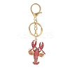 Lobster Shape Alloy Enamel & Rhinestone Pendant Keychain KEYC-P022-01G-2