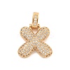Brass Micro Pave Clear Cubic Zirconia Pendants KK-B099-01G-X-1
