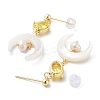 Natural Pearl & Shell Dangle Stud Earrings EJEW-P256-45G-2