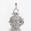 Eco-Friendly Rack Plating Brass Hollow Round with Butterfly Cage Pendants KK-M176-09P-NR-1