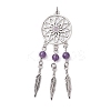 5Pcs 5 Styles Natural Dyed Agate & Rose Quartz & Tiger Eye & Amethyst & Synthetic Howlite Big Pendants PALLOY-JF02784-3