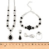 Teardrop Alloy Rhinestone Bracelets & Stud Earrings & Necklaces & Rings Set for Women SJEW-M102-02S-02-3