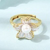 Adjustable Brass Micro Pave Cubic Zirconia Enamel Finger Rings CU-CBABA66-01A-G-1