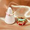 Brass Micro Pave Clear Cubic Zirconia Enamel Cuff Rings for Women RJEW-L113-020G-2