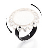Adjustable Flower Alloy & Iron Bezel Cup Ring Base with Rotatable Tray MAK-T012-08S-4