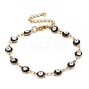 Enamel Oval with Evil Eye Link Chains Bracelet BJEW-P271-04G-2