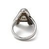 Letter Brass Micro Pave Clear Cubic Zirconia Open Cuff Ring for Women RJEW-N046-03A-P-3
