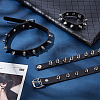 4Pcs 2 Styles PU Leather Choker Necklaces & Bracelets Set for Women Men AJEW-UN0002-01-2