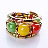 Alloy & Iron & Resin Round Beaded Bangles for Women FS-WG7222A-03-1