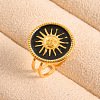 Adjustable Stainless Steel with Enamel Cuff Rings for Women XY2764-5-1