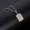 Rectangle Stainless Steel Pave Natural White Shell Pendant Necklaces FS-WG3D812-16-1