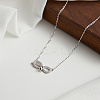 Rhodium Plated 925 Sterling Silver Cable Chain Necklaces STER-P065-15P-2