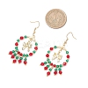 2 Pairs 2 Colors Christmas Themed Handmade Glass Seed Beads Dangle Earrings EJEW-MZ00488-5