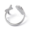 304 Stainless Steel Shell with Starfish Open Cuff Ring for Women LS-RJEW-C046-03P-3