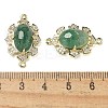 Natural Green Strawberry Quartz Faceted Oval Connector Charms G-G181-06G-02-3