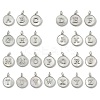 Brass Pave Natural Shell Flat Round with Letter A~Z Charms KK-Z115-13P-1