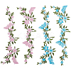 2 Pairs 2 Colors Flower Polyester Embroidery Cloth Sew on Appliques PATC-GF0001-59B-1