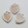 Heart Natural Rose Quartz Pendants X-GP356-1-3