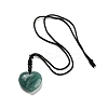 Natural Amazonite Heart Pendants Necklace NJEW-B093-01-3