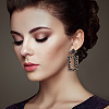 3 Pairs 3 Colors Rhinestone Hollow Out Rectangle Dangle Stud Earrings EJEW-FI0001-12-6