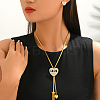 Alloy Rhinestone Heart LOVE Pendant Lariat Necklace & Stud Earrings for Women RE6970-3
