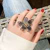 Alloy & Rhinestone/Synthetic Quartz Cuff Rings FS-WGD97BC-01-2