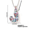 Brass Pave Colorful Cubic Zirconia Letter Pendant Box Chain Necklaces NU0575-36-1