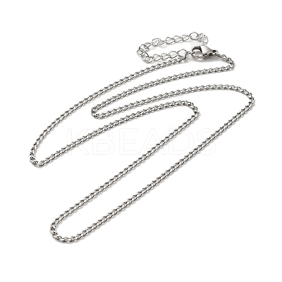 Non-Tarnish 304 Stainless Steel Curb Chain Necklace STAS-C079-19P-1