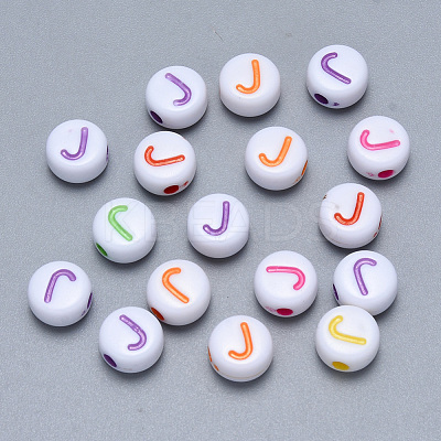 Craft Acrylic Horizontal Hole Letter Beads SACR-S201-11J-1