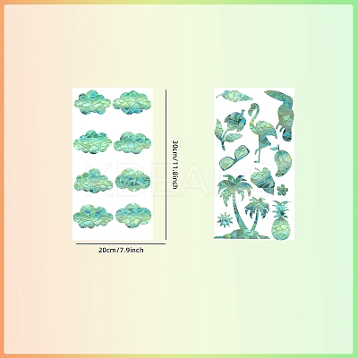 2PCS 2 Styles PVC Stickers Dazzling Color Window Stickers 3D Laser Clouds And Summer Style Shapes Electrostatic Glass Window Stickers JX836A-1