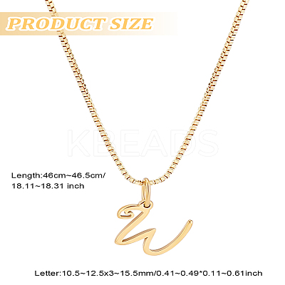 1pc Brass Chain & 304 Stainless Steel Letter Pendant Necklaces NJEW-LP0001-40W-G-1
