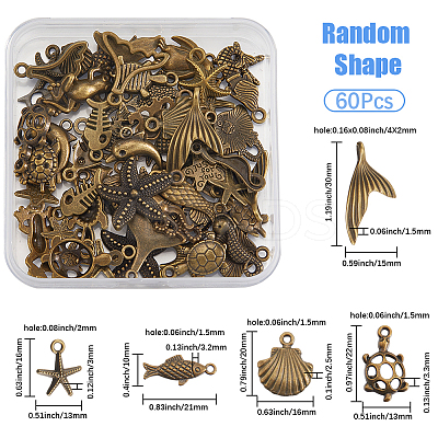 60Pcs Tibetan Style Alloy Pendants FIND-SP0004-07AB-1