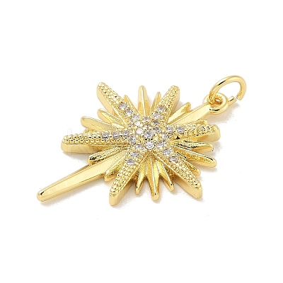Brass Micro Pave Cubic Zirconia Pendants KK-B124-08G-02-1