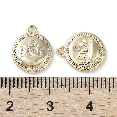 Brass Micro Pave Clear Cubic Zirconia Charms KK-G491-05G-1