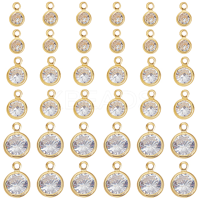 48Pcs 3 Styles Brass Micro Pave Clear Cubic Zirconia Charms FIND-GO0003-37-1
