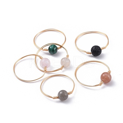 Natural Gemstone Finger Rings RJEW-JR00277-M-1