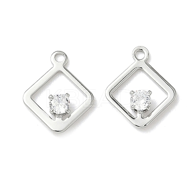 Brass Micro Pave Cubic Zirconia Rhombus Charms KK-Z136-01P-1