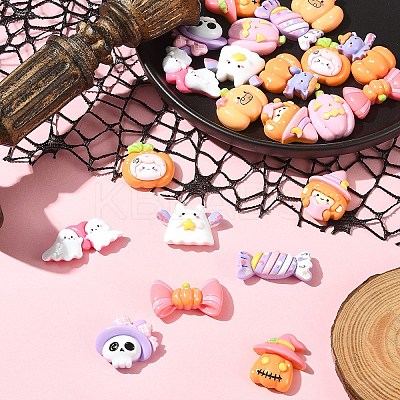 22Pcs 11 Styles Halloween Theme Opaque Resin Decoden Cabochons CRES-FS0001-15-1
